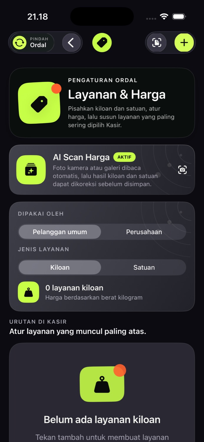 Tampilan Scan Harga AI di aplikasi LanSir